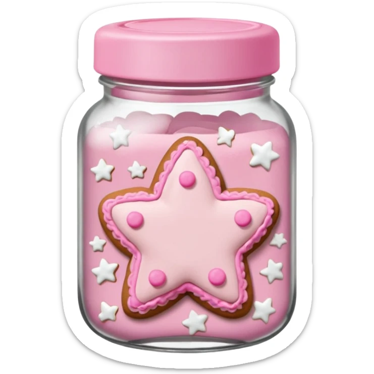 pastel pink christmas gingerbread cookies in jar with pink lid and a star sticker