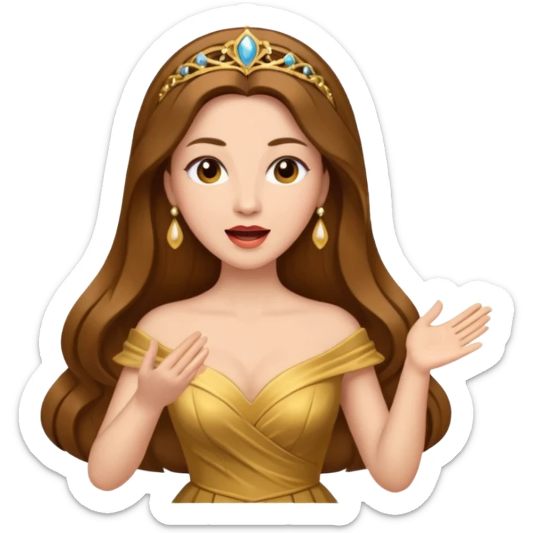 woman opera singer singing with long brown hair and golden dress sticker