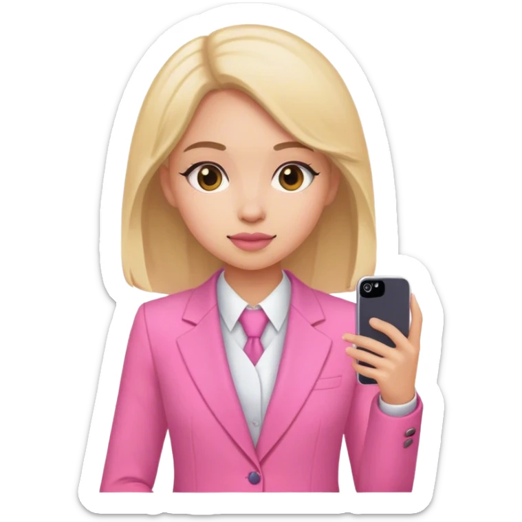 Brune girl pink suit IPhone sticker