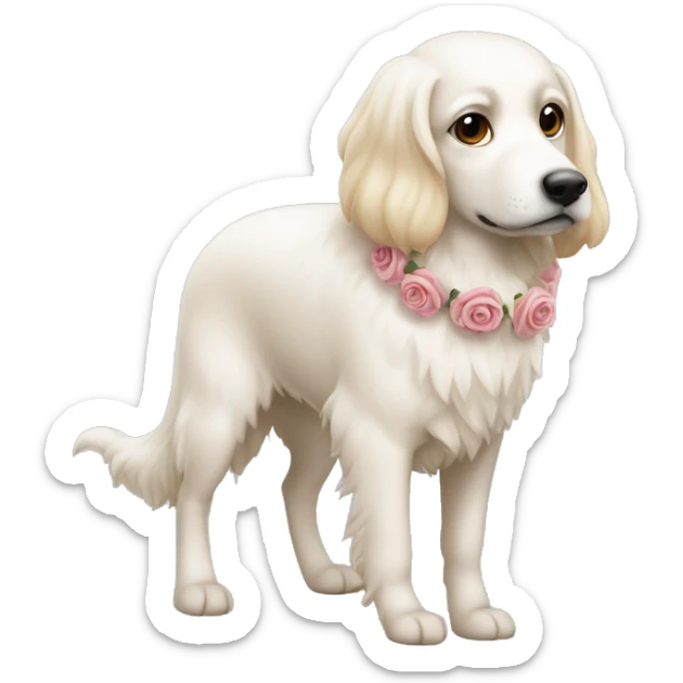 Ein rosa, weiß farbiges hundegeschirr mit weißem pelzrand sticker