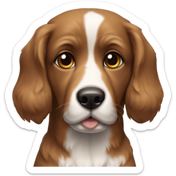 dog, body black, black head, paw white and chest white, big brown eyes sticker