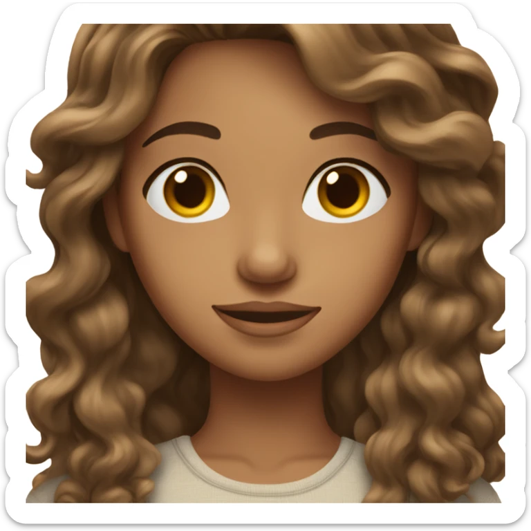 brown wavy haired woman with light but tanned skin and brown eyes  sticker