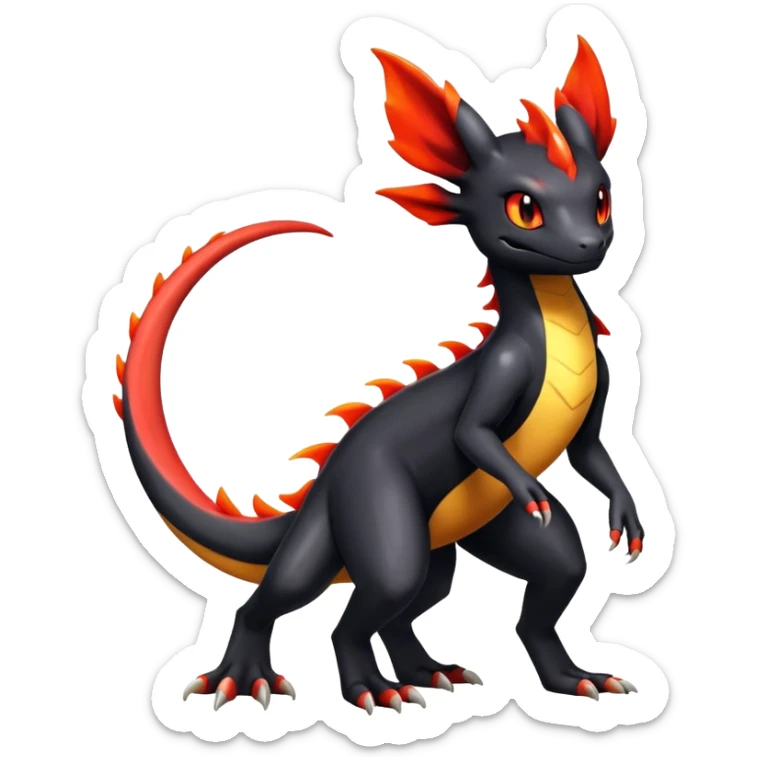 Shiny Salandit-Umbreon-Charmeleon-Fakémon-hybrid-creature (full body)  sticker