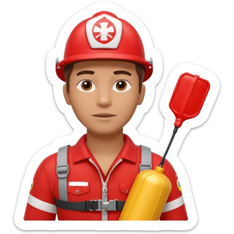 lifeguard portrait, head and shoulders only, wearing red lifeguard uniform, rescue whistle and buoy strap visible, confident alert expression, beach safety vibe, 3D cartoon, mobile game icon style, clean background, no text, no watermark
 sticker