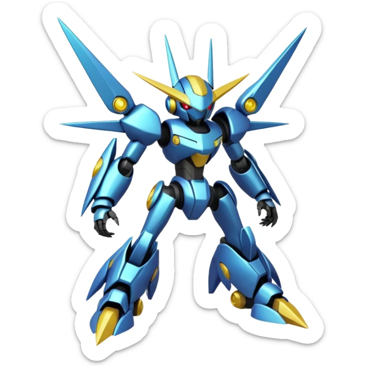 Shiny Futuristic Cool Edgy Badass Fakemon-Pokemon-Digimon-Spectrobes-Medabot-fusion, full body sticker