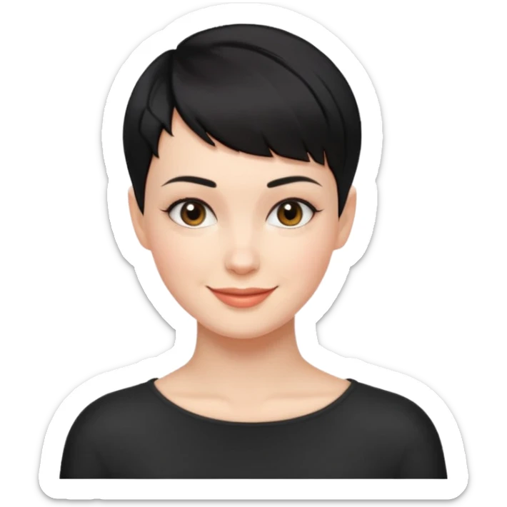 frau freche extreme schwarze Kurzhaarfrisur eine Seite fast keine Haare sticker