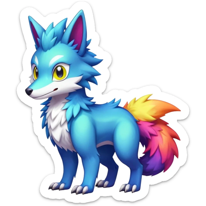  Colorful Shiny Kawaii Sergal FurSona Fakemon Full Body sticker