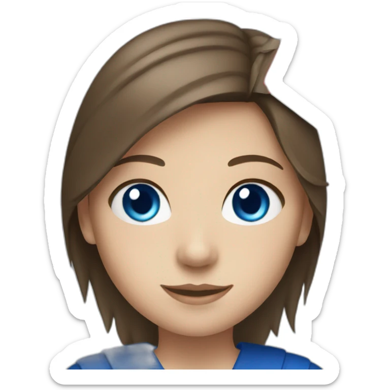 Girl with brown hair and blue eyes holding the flag of Japan sticker