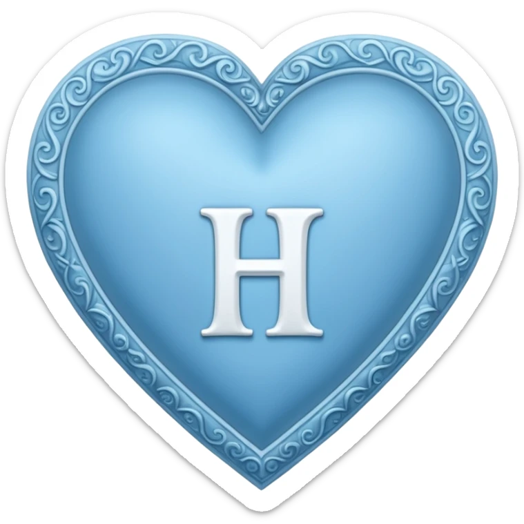 Can you make a baby blue heart with a white letter in the middle in a gothic style, the letter is H sticker