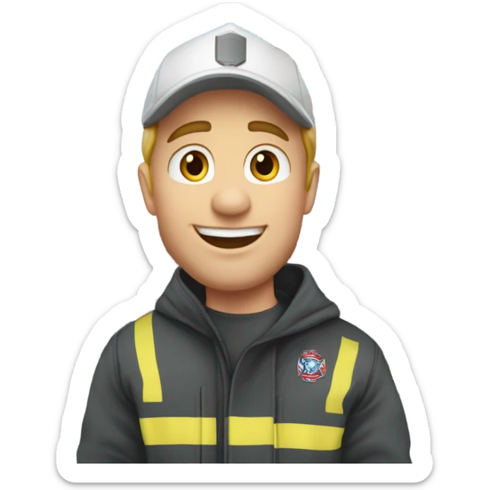 Young white American football coach on top of a fire station sticker