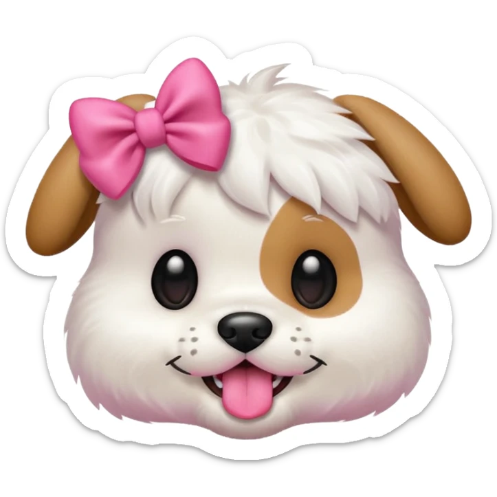 This puppy HEAD 🐶 with a pink bow and tongue out, please in apple ios emoji stylem not fluffy!! sticker