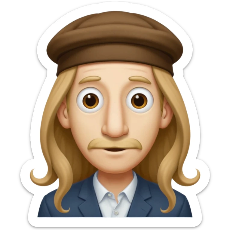 jewish emoji, sterotypical jew, long hair, greedy, long nose, jewish hat sticker
