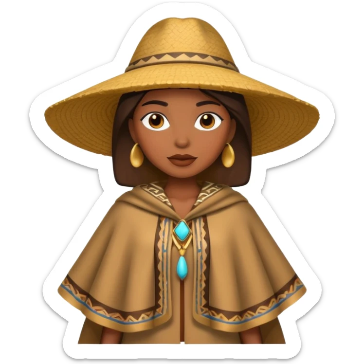 brown skin woman with fashion pancho sticker