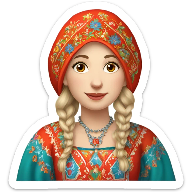 Russian woman wearing traditional russian clothing sticker