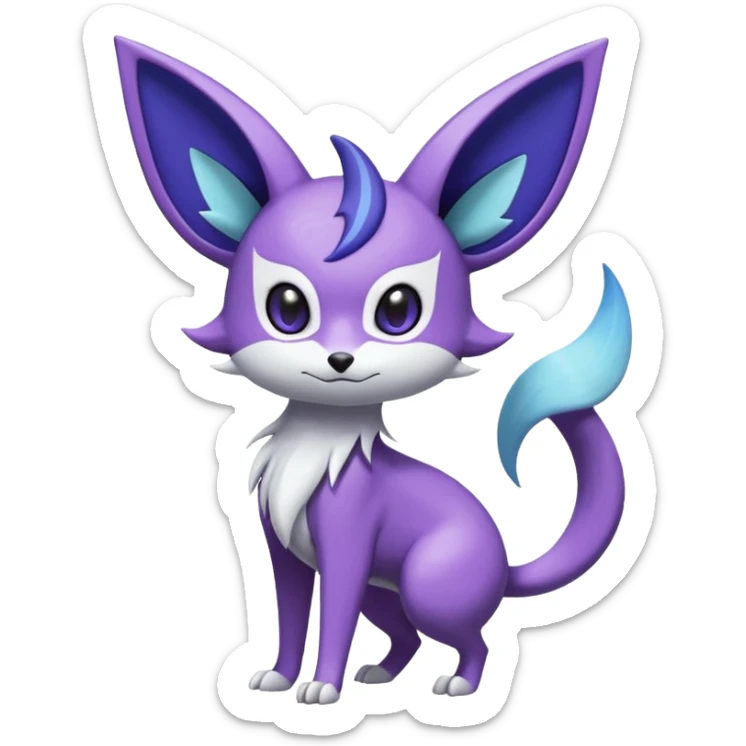 Shiny Cute Espeon-Noibat-Mightyena-Silvally-Fakémon-hybrid-creature (full body)  sticker