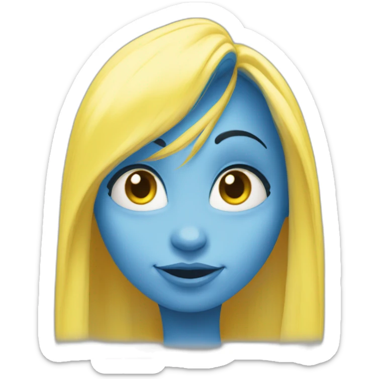 face of smurfette, blue skin, yellow hair sticker