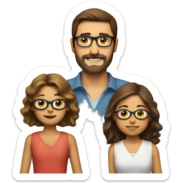 Familia de padre rubio con gafas, madre de pelo largo castaño y niño rubio sticker