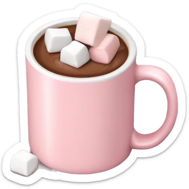 Light Pink mug of hot chocolate with marshmallows  sticker