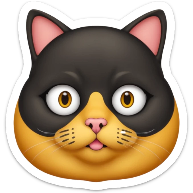 Un gato negro gordito con los ojos de color amarillos sentado sticker
