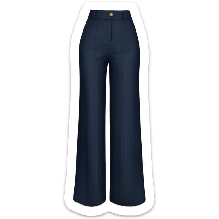 Realistic isolated side view of a pair of high waist long wide leg navy blue Pinstripe dressy casual pants. sticker