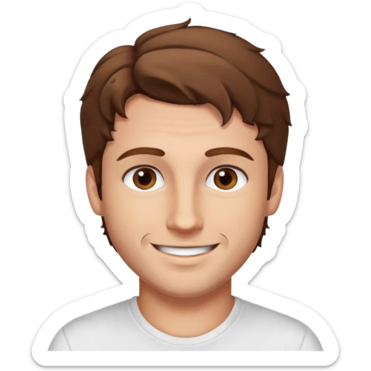 Kjekk mann (lys i huden) som har pynta seg.  fargen på håret er brunt og HAN har midtskille og litt søte krøller . Litt øyevipper men ikke mye og litt mørke brun. Skal se HOT Å SEXY UT smile mer!!! Ca 20 år gammel. HVIT T-SKJORTE sticker