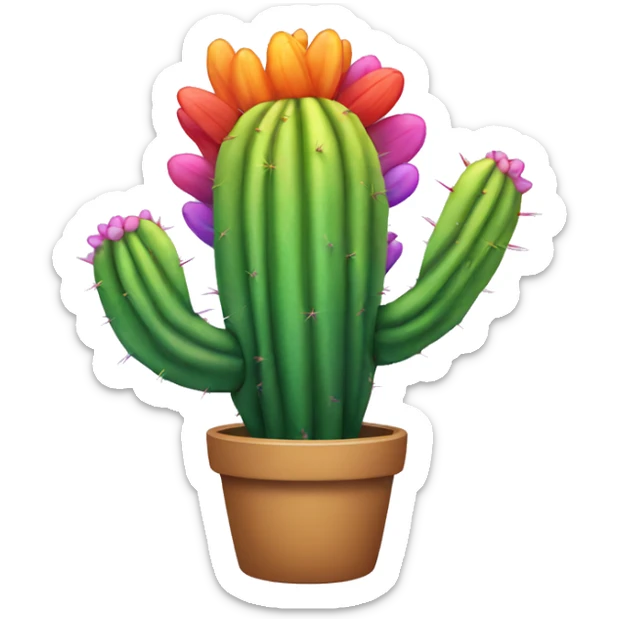 Rainbow cactus sticker