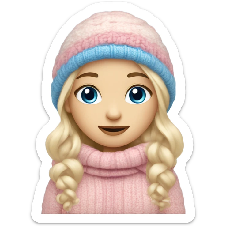 cozy beautiful finnish blond brown pink with blue eyes winter girl sticker