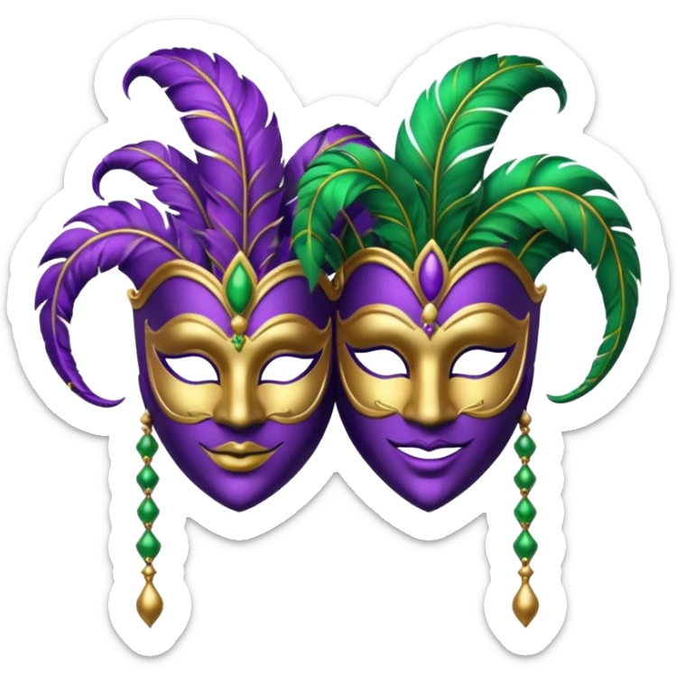 2 jesters masks for mardi gras in purple gold and green like this emoji : 🎭 sticker
