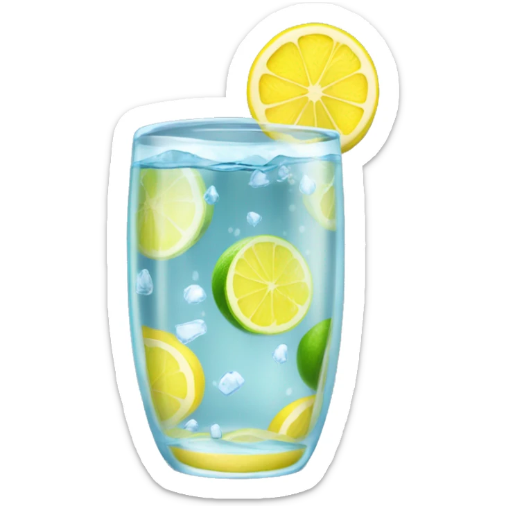 Vaso PEQUEÑO CON agua, hielo Y RODAJA DE LIMÓN EN EL BORDE DEL VASO sticker