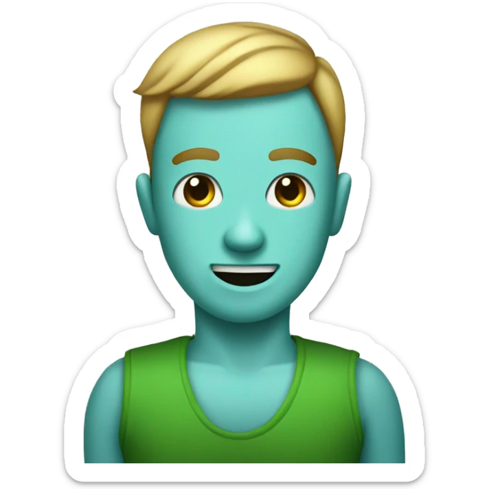 The standard set of emojis, but with a green pillow instead of a head. sticker