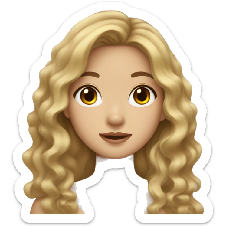 Dark blonde hair asian girl with wavy hair  sticker
