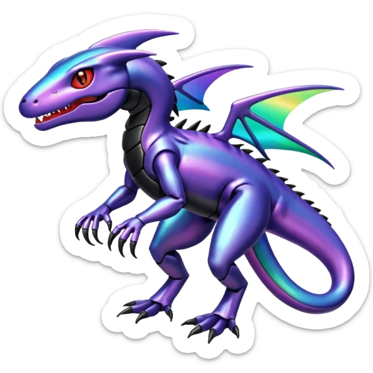 Shiny Iridescent Genesect-Salandit-Fakémon-hybrid-creature (full body)  sticker