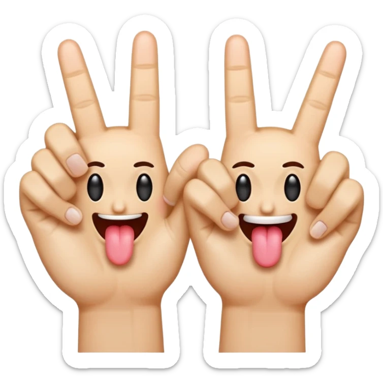 Middle fingers on the side and an emoji sticking the tongue out sticker
