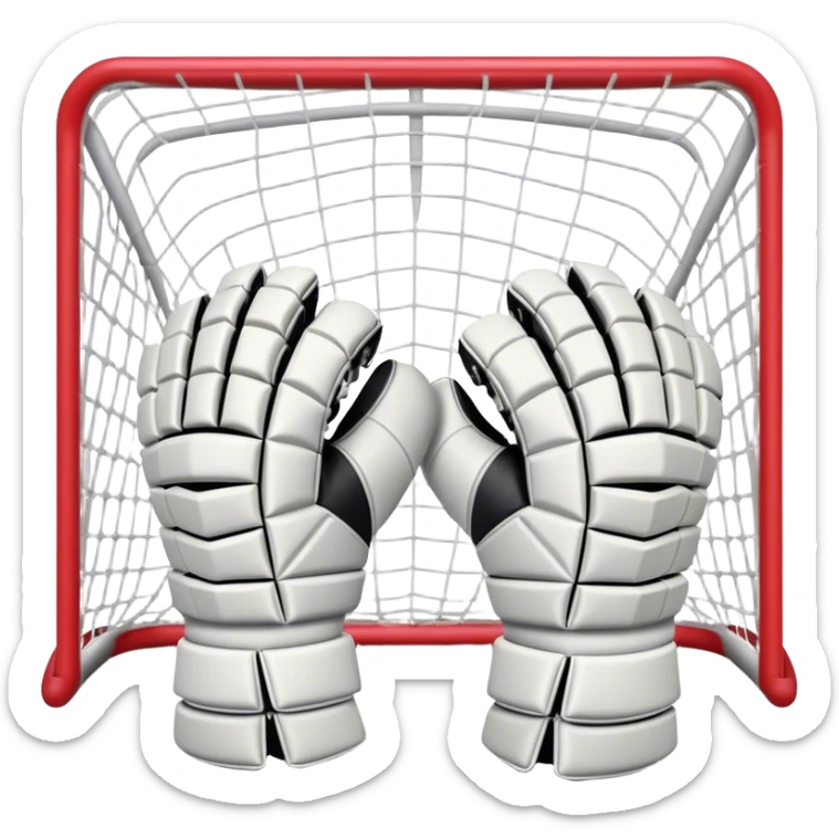 Cinematic Realistic image of goalie gloves showcasing detailed fabric textures and intricate grip patterns, rendered against a blurred goal backdrop with focused, high-contrast lighting that accentuates their essential design sticker
