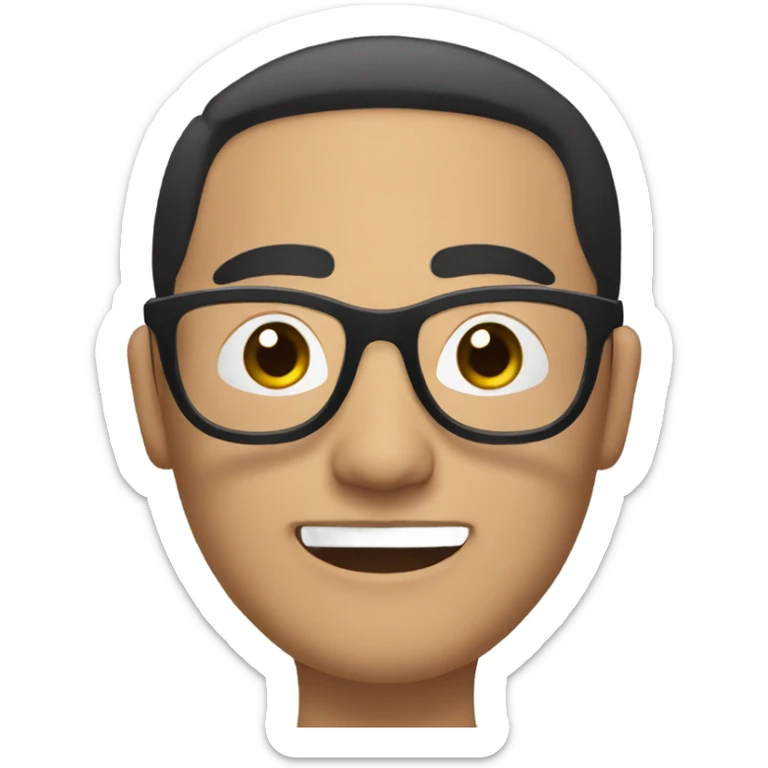 Round face Asian man with glasses and a mask and has black short hair sticker