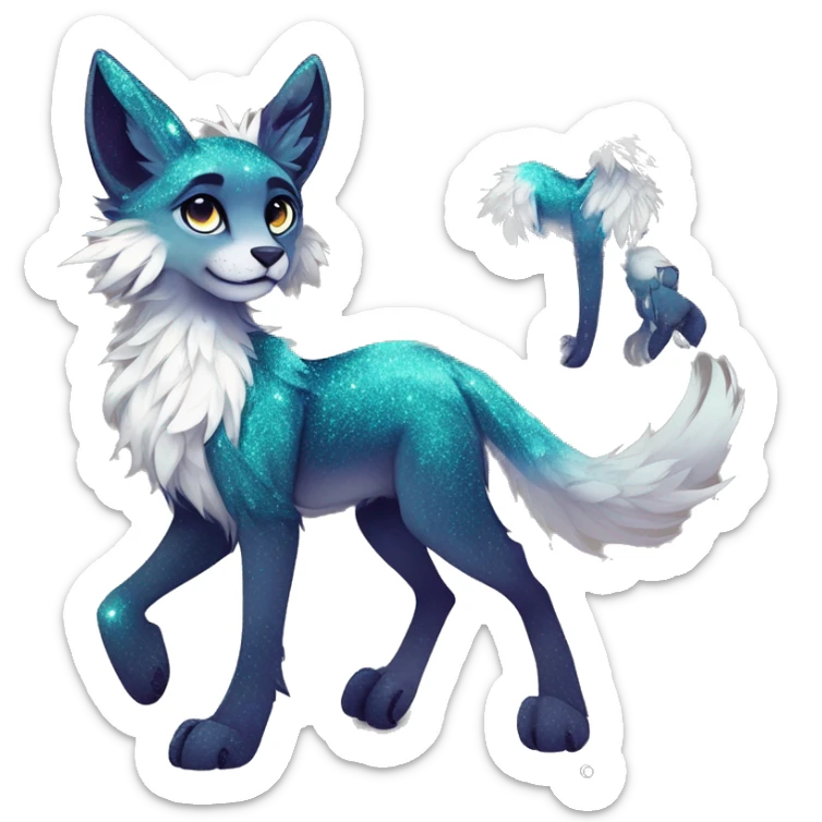 Cool cute Kawaii edgy fantasy animal sparkle fursona Fionbri by griffsnuff & LiLaiRa & Falvie full body sticker