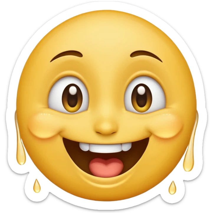 Emoji, laughing face with lots of tears of joy exactly from eyes, wide smile, big eyes sticker