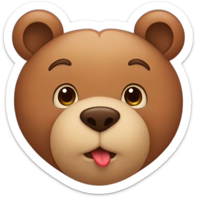 Female bear and male bear kissing, face only, with hearts above them sticker