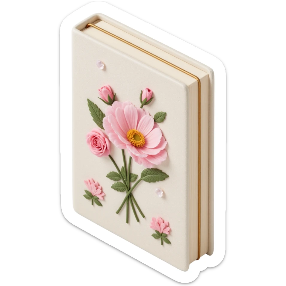pretty ivory floral embroidered hardcover journal sticker
