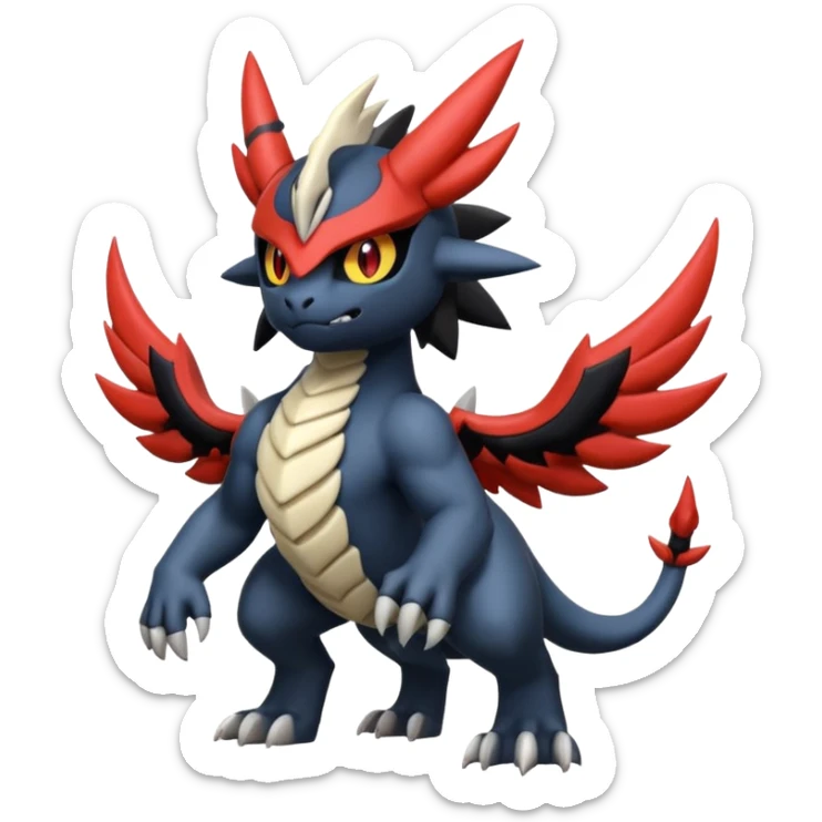 Handsome cool badass edgy Absol-Litten-Guilmon-Giratina-Yveltal-Pokémon-Fakémon-fusion-hybrid-creature sticker