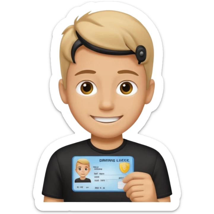 driving license of ipretty bratz emoji of a boy with a black tee sticker