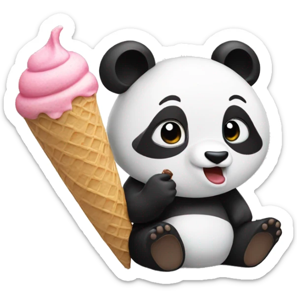 Panda eating ice cream sticker