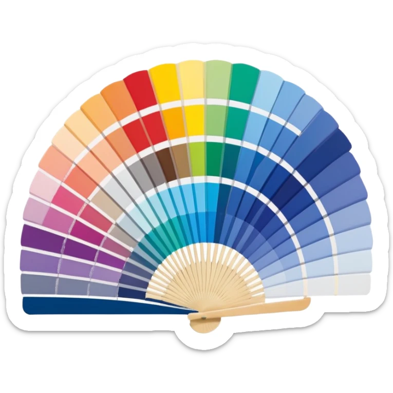 Pantone color swatch fan. The swatches should be fanned out, each with a different color. sticker