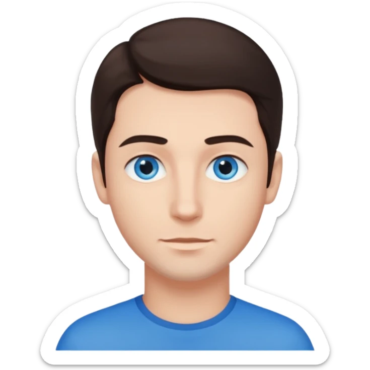 homme yeux bleu azur cheveux brun foncé sticker