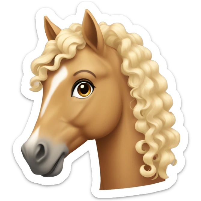 A palomino horse with a tan girl with curly hair  sticker