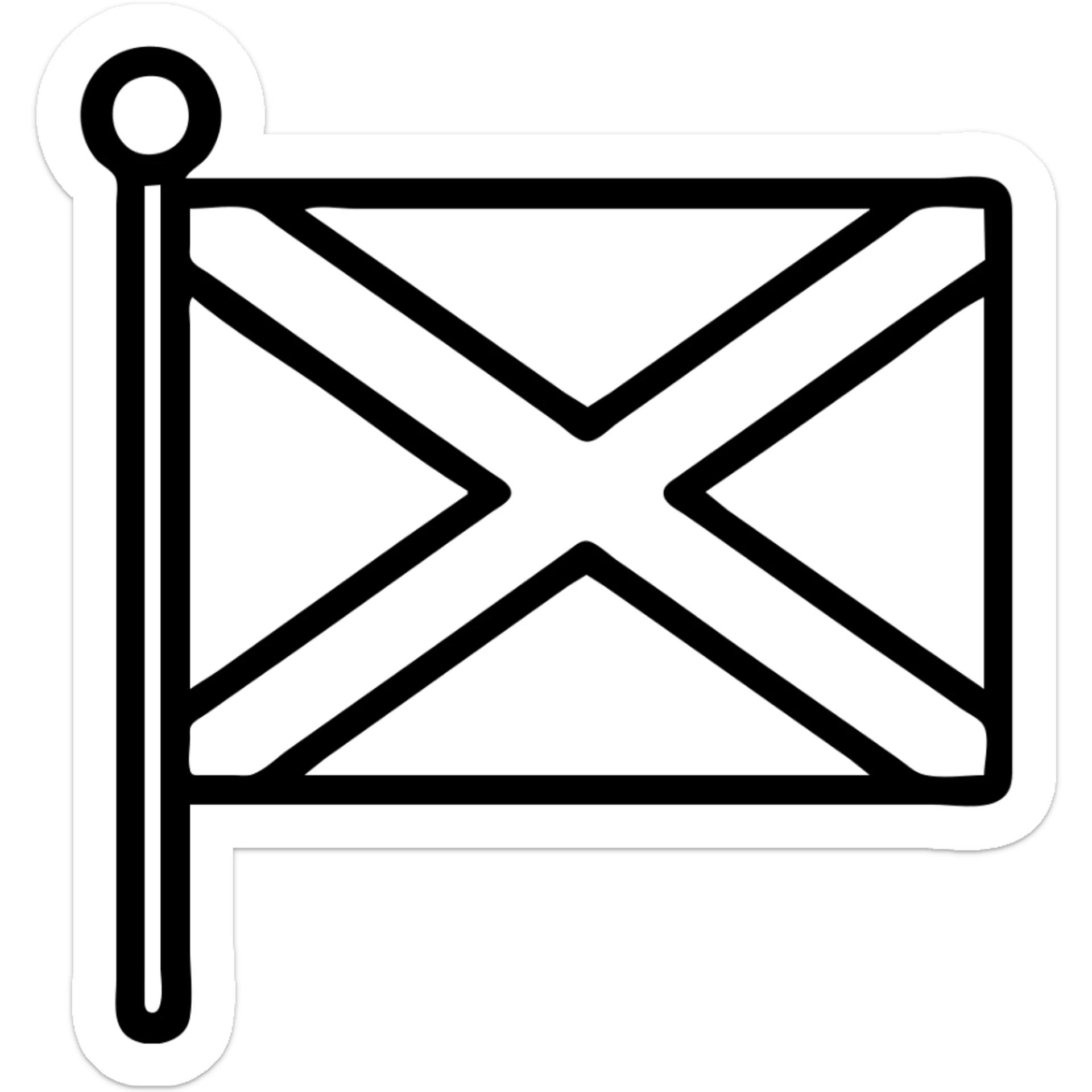 flag of the cross of Saint Andrew, white background with red saltire cross, minimalistic style, no text sticker