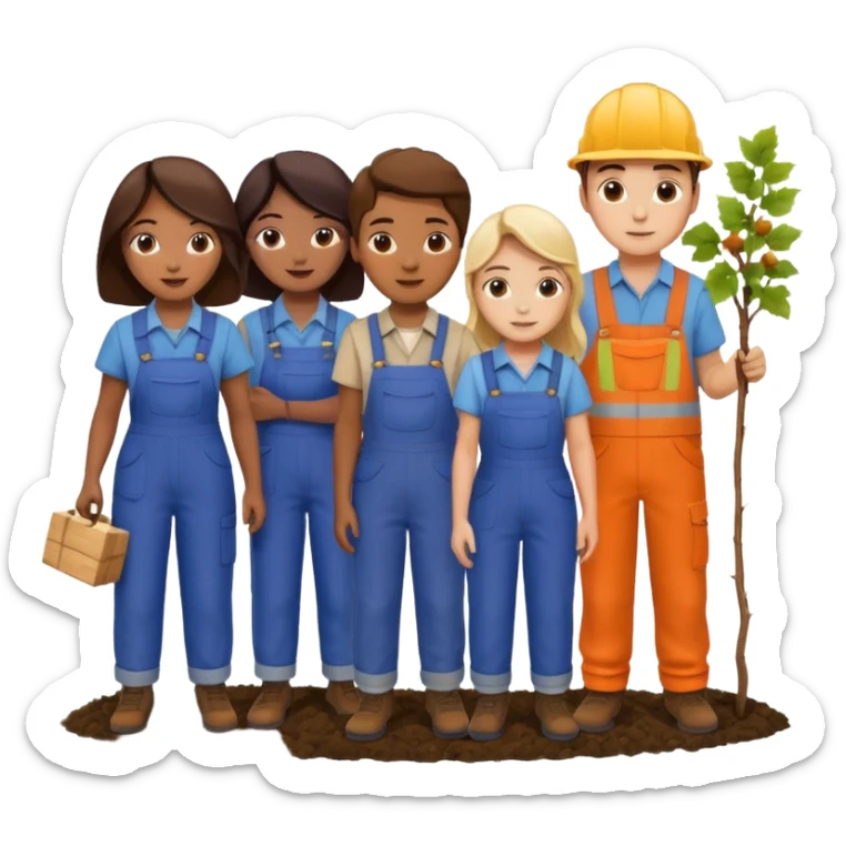 Make a photo of 5 project managers, specificly 3 girls and 2 boys, that are making project for improvment of the vineyard sticker