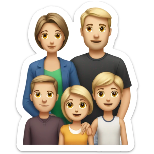 Caucasian family of eight with mom, dad,  three boys, three girls sticker