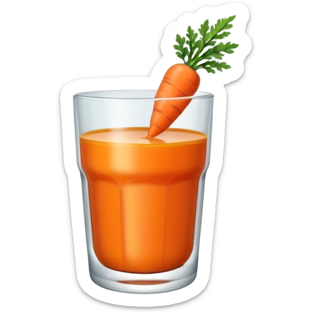 plain glass of carrot juice, filled to the top, no carrot, no greens, no garnish, simple, clear sticker