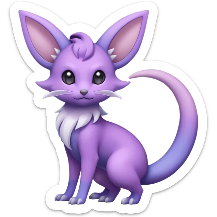 Celestial Crescent Lunar Lumine Stellar Rattata-Noibat-Espeon-Purrloin-Fakemon-hybrid-creature (full body) sticker